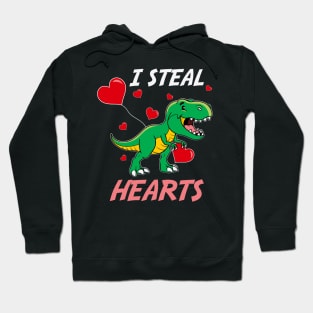 I Steal Hearts Valentines Day Dinosaur T-Rex Hoodie